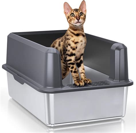 bounce metal litter box|stainless steel litter box.